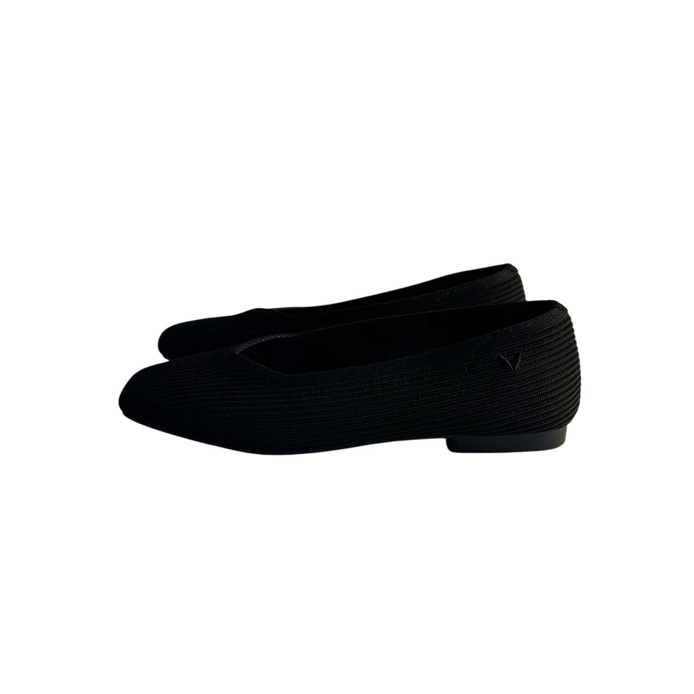 VIVAIA Margot 2.0 V Cut Ballet Flats Size 37 US 6.5 Black Square Toe Ribbed Knit - Picture 2 of 8